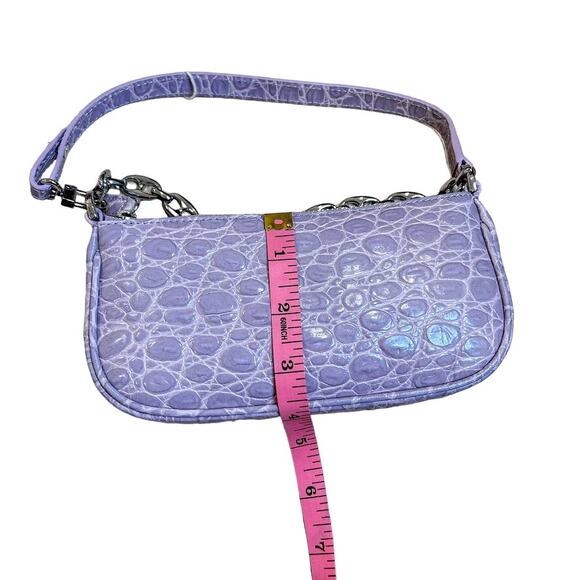 NWT By Far Rachel Mini Lilac Circular Crocodile Croc Embossed Leather Small Bag - Picture 10 of 12